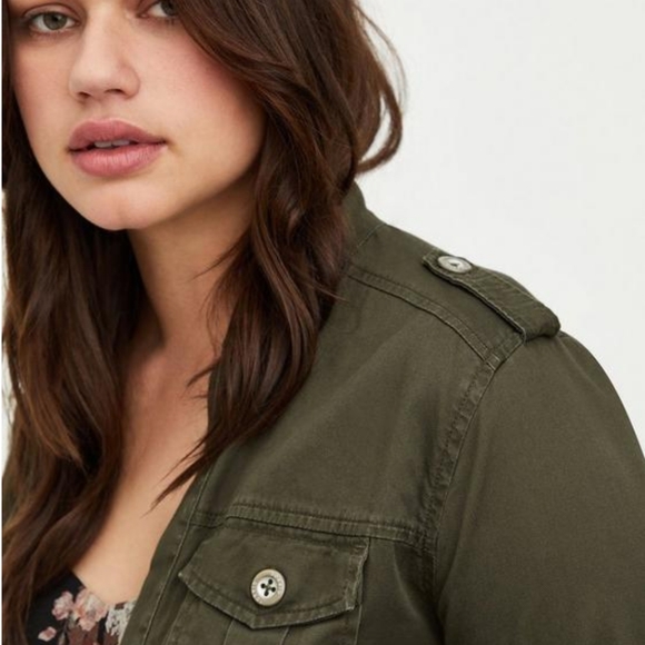 Torrid Peplum Twill Jacket  Sz.4X NWT Green - Picture 4 of 12